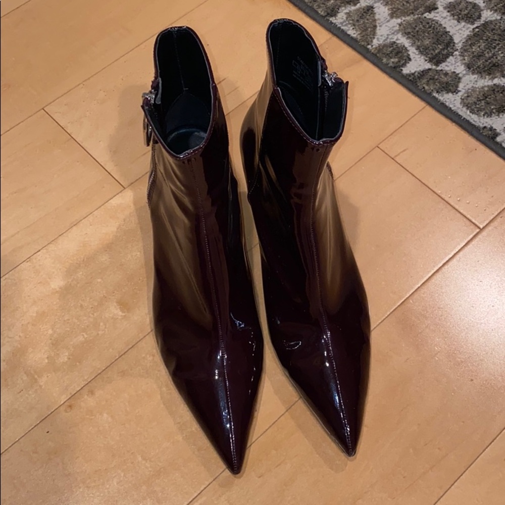 Zara eggplant patent booties